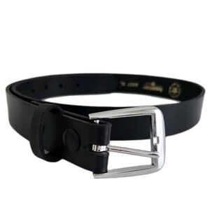 Men’s Boston Leather Made in USA Black Belt Silvertone Buckle Crew American 34